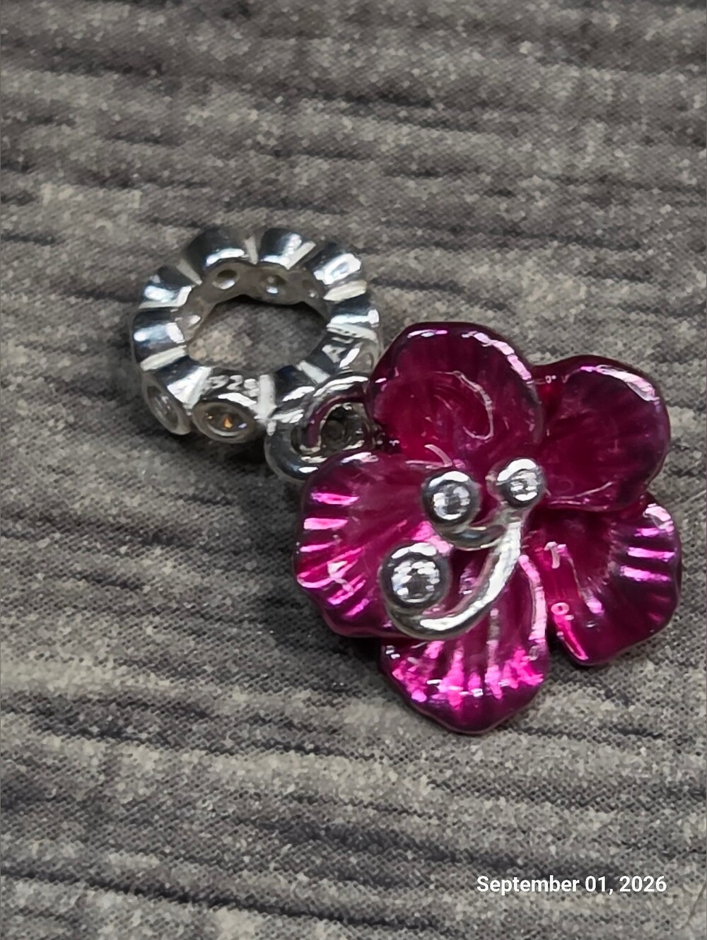 Authentic Pandora Hibiscus Dangle Charm Sterling silver